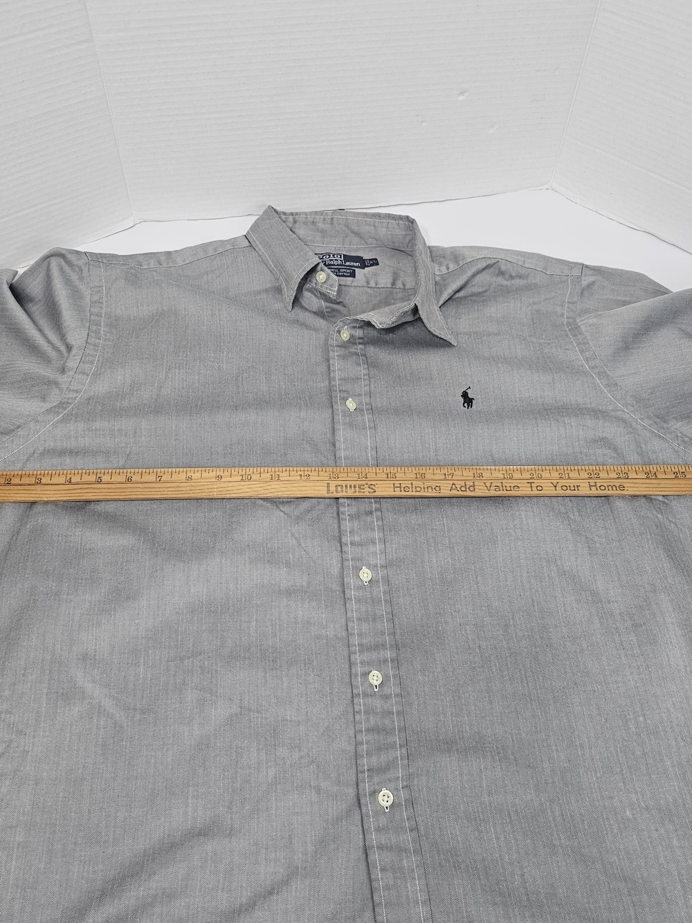Vintage 90s Polo Ralph Lauren Lowell Sport Shirt Men's XL Gray Herringbone Cotto - Picture 5 of 9